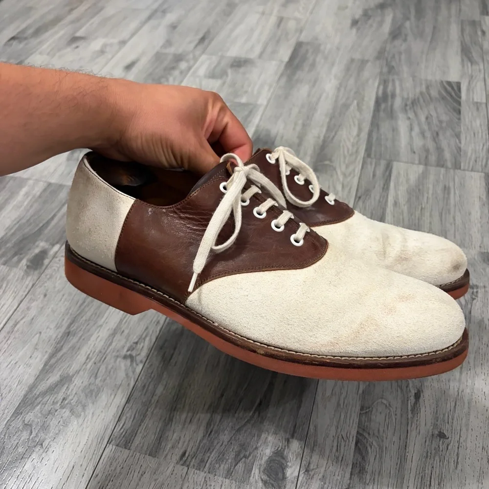 RALPH LAUREN Saddle Classic Two-Tone Men's Shoes Made in Italy Sz 11D
